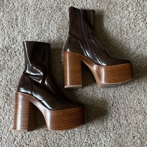 Jeffrey Campbell Brown Platform Ankle Boots